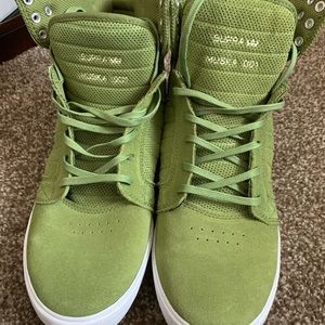 Supra Green Suede High Top Lace Up Sneakers